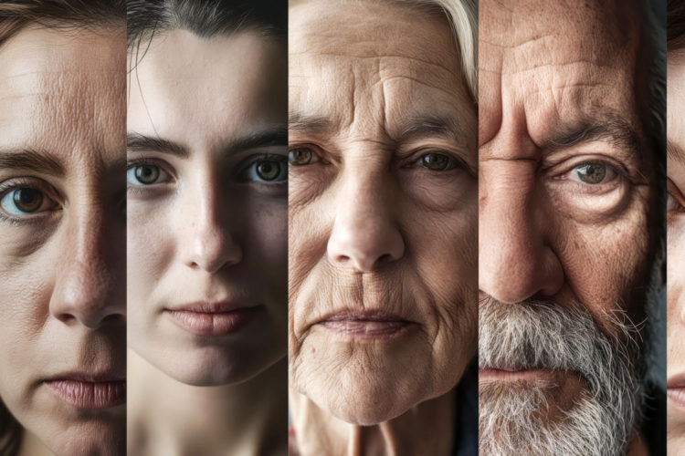 Collage of diverse human faces representing different ages, emotions and backgrounds, a tapestry of human diversity and expression, diversity concept